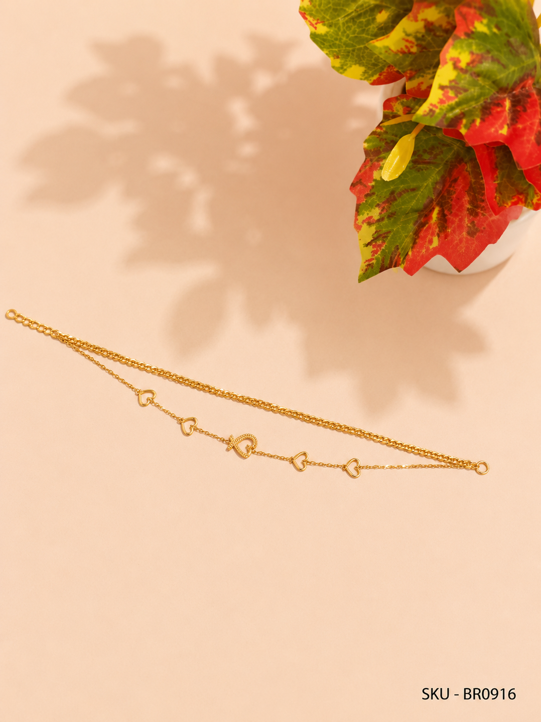 Golden Heart Charm Bracelet