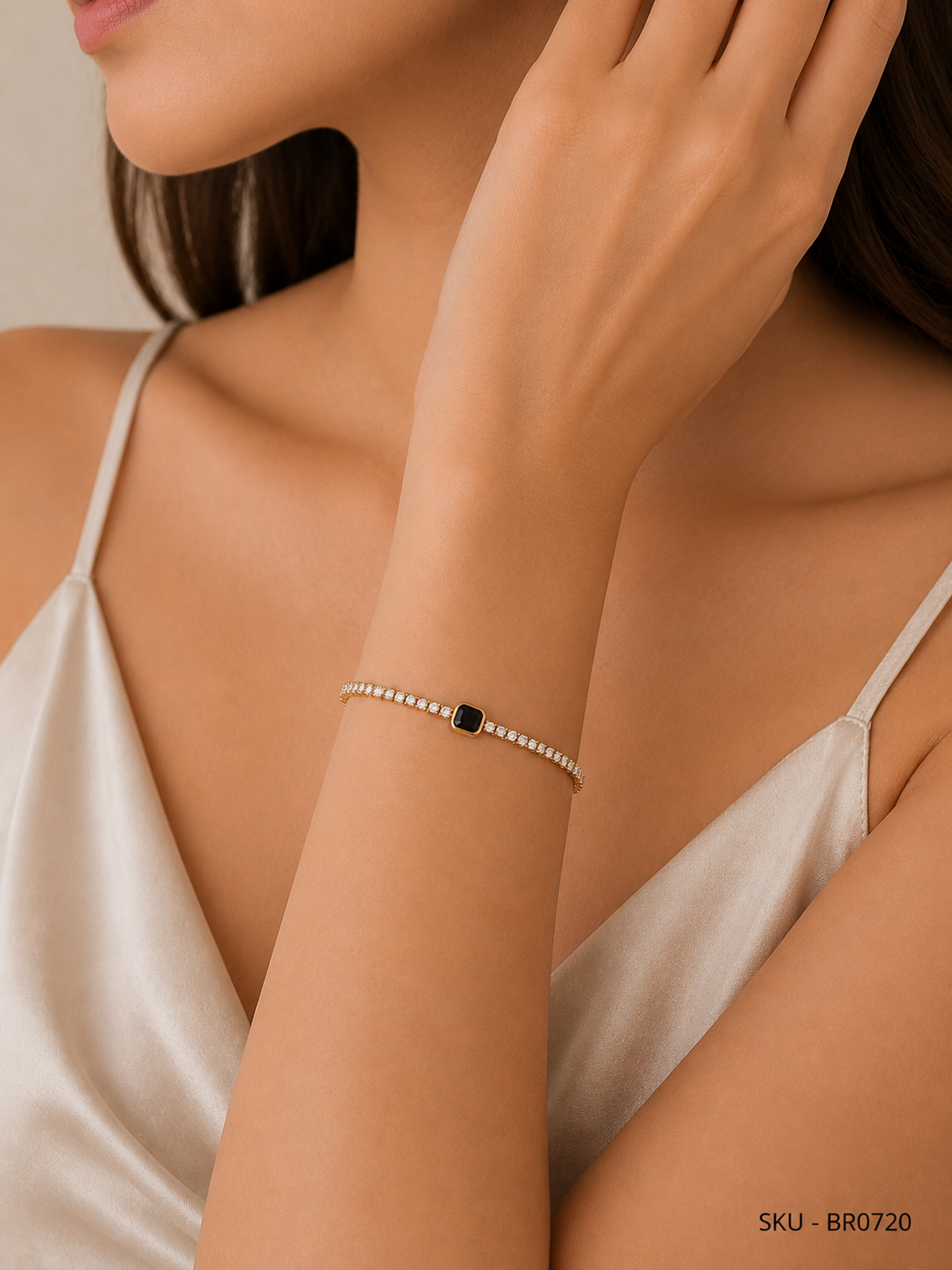 Black Stone Tennis Bracelet