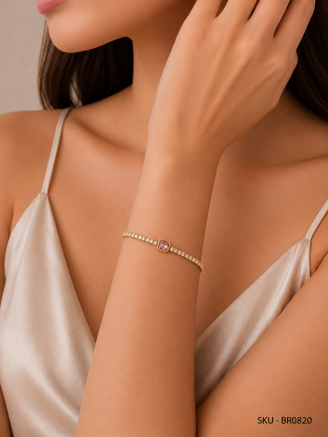 Pink Crystal Tennis Bracelet