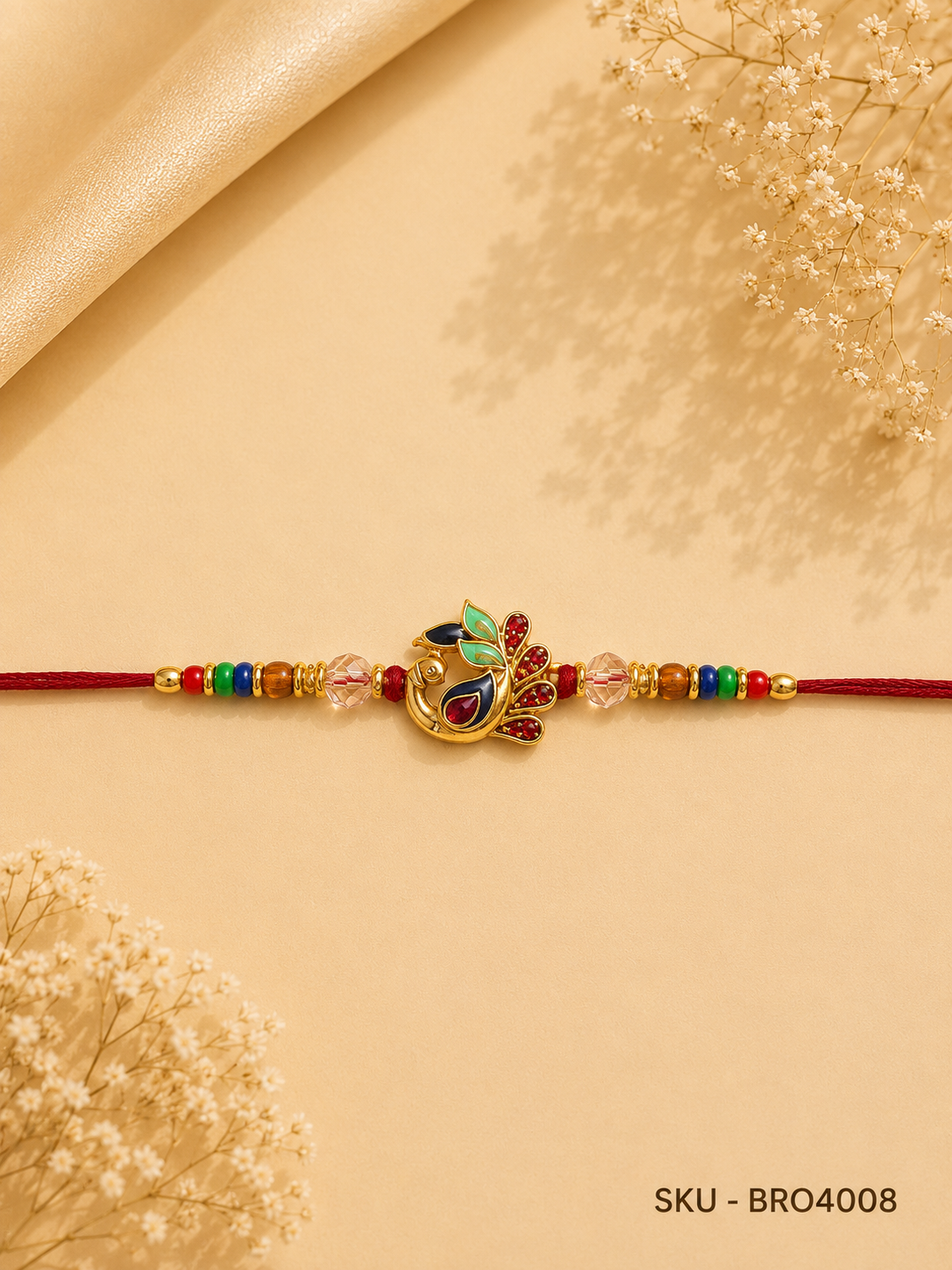 Peacock Motif Multicolor Rakhi