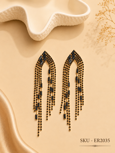 🖤 Midnight Cascade Tassel Earrings ✨
