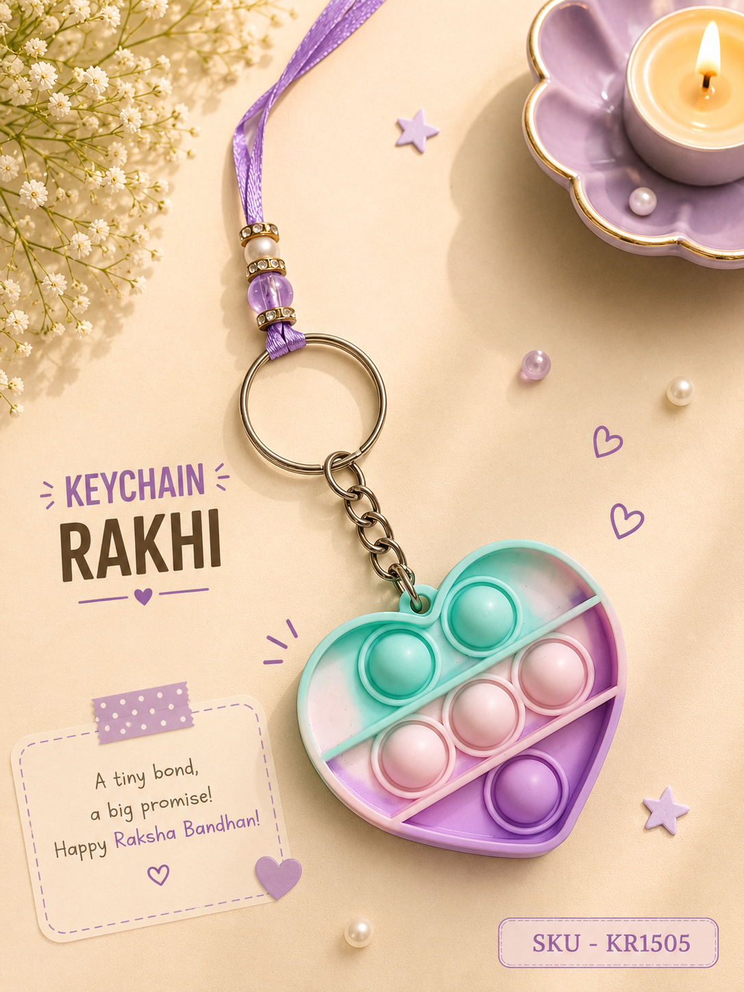 Heart Pop-It Keychain Rakhi