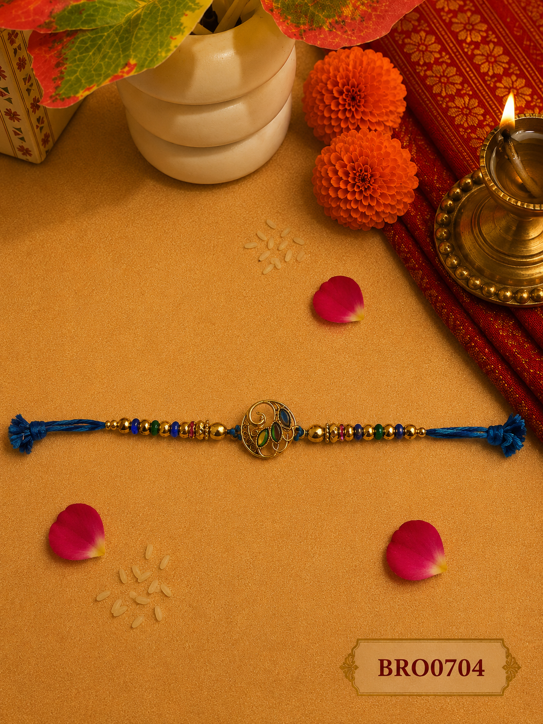 Antique Peacock Charm Rakhi