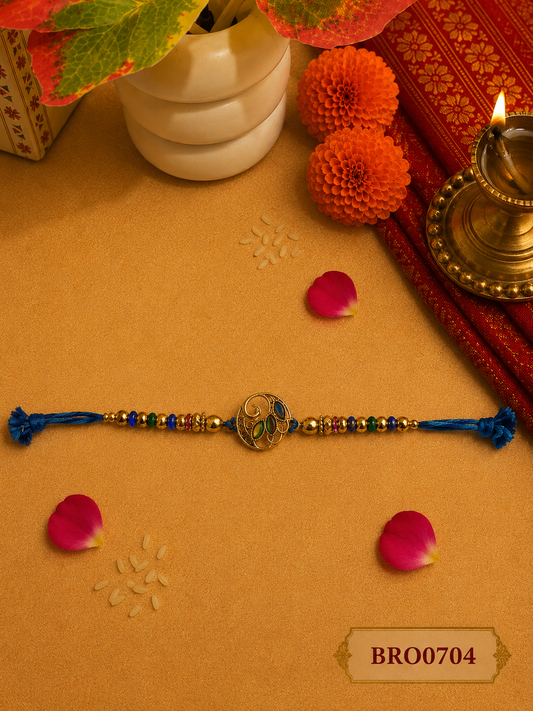 Antique Peacock Charm Rakhi