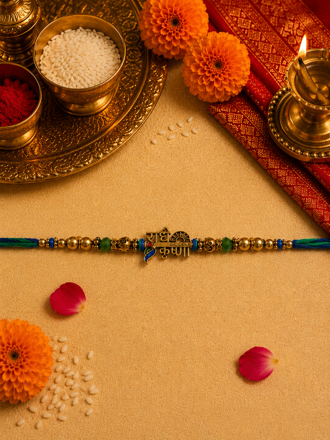 Radhe Krishna Premium Rakhi – Devotional Designer Rakhi