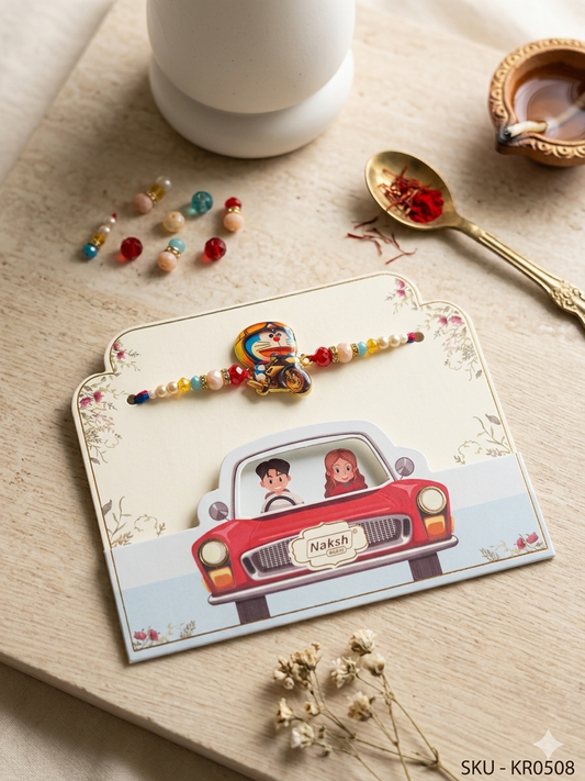 Doraemon on bike kids rakhi
