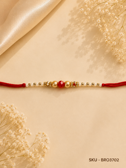 Red Pearl & Beaded Rakhi