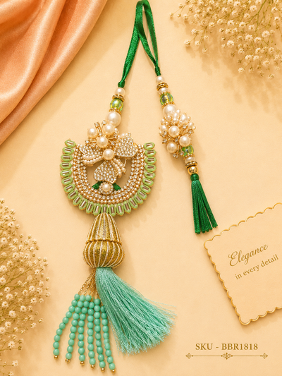 ✨ Mint Green Floral Bhai-Bhabhi Rakhi Set ✨