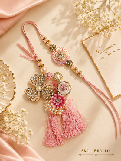 ✨ Elegant Pink Designer Bhai-Bhabhi Rakhi Set ✨