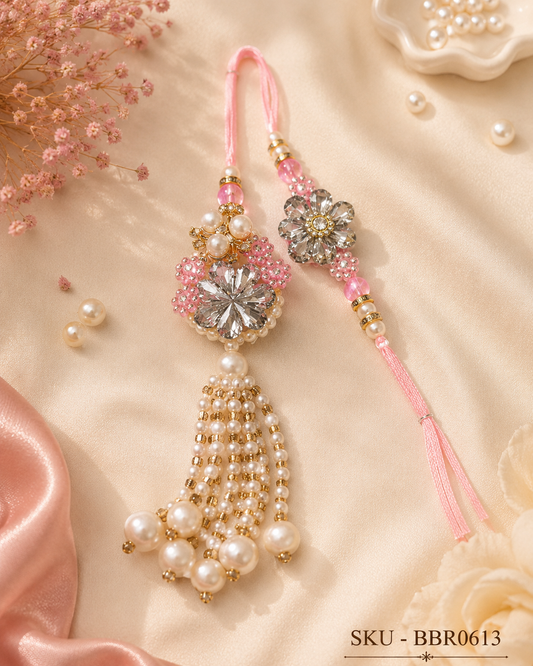 ✨ Premium Floral Crystal Bhai-Bhabhi Rakhi Set ✨