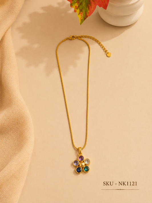 Korean Multicolor Blossom Pendant Necklace 🌈🌼