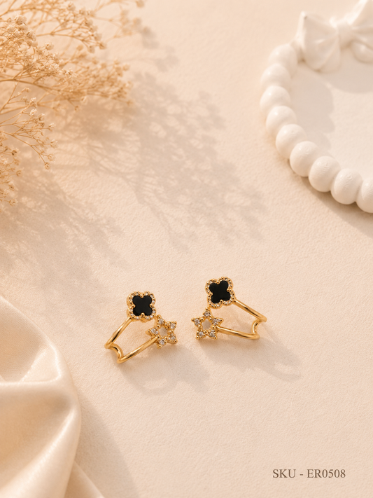 🖤 Black Clover Star Drop Earrings ✨