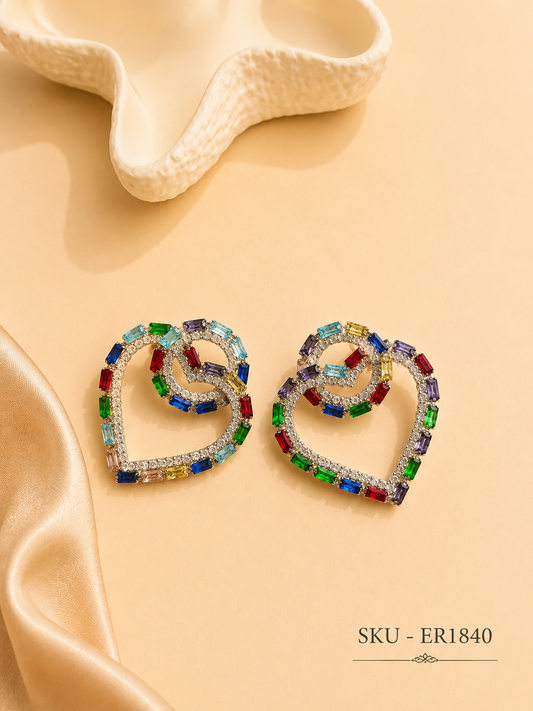 💖 Rainbow Crystal Heart Earrings 🌈✨