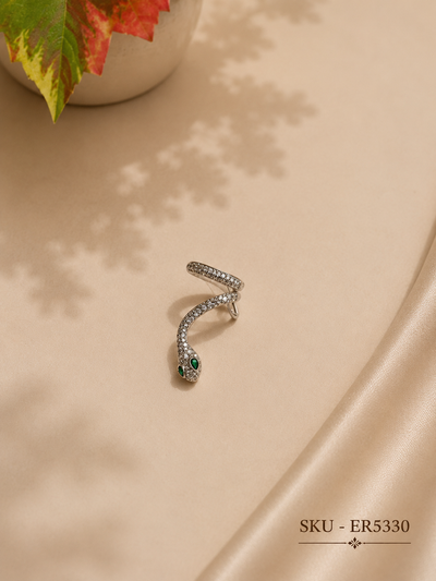 Silver stone Snake Ear Cuff