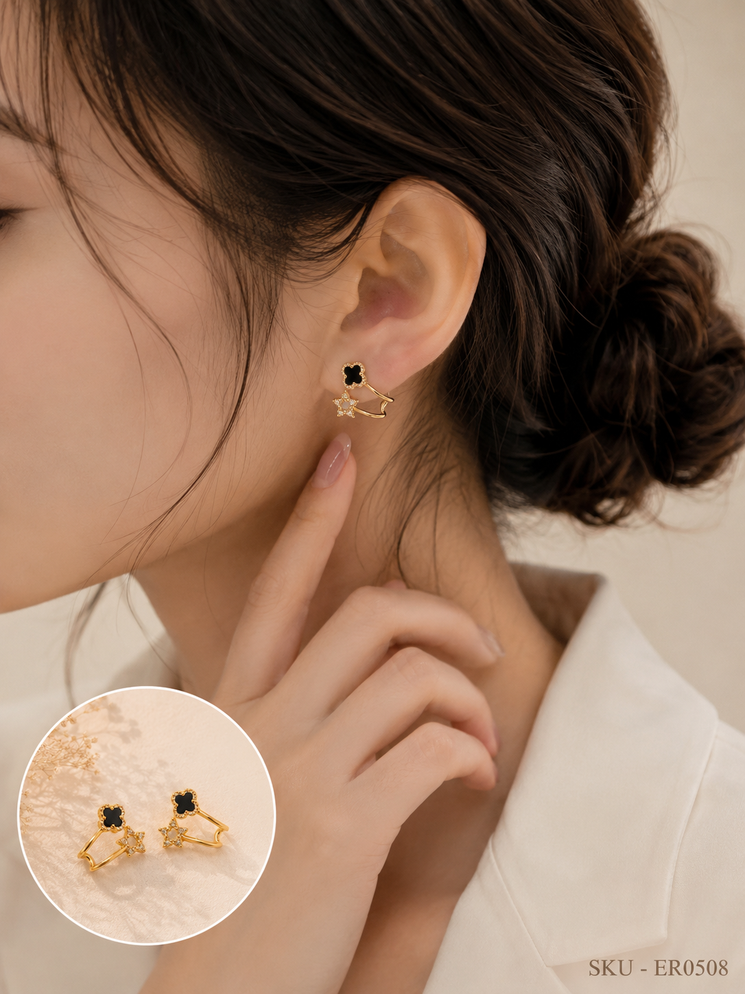 🖤 Black Clover Star Drop Earrings ✨