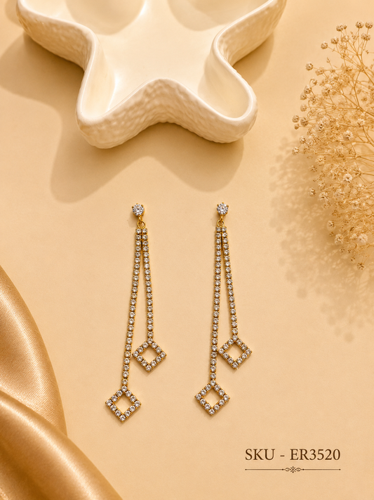 Luxurious long-line crystal earrings✨