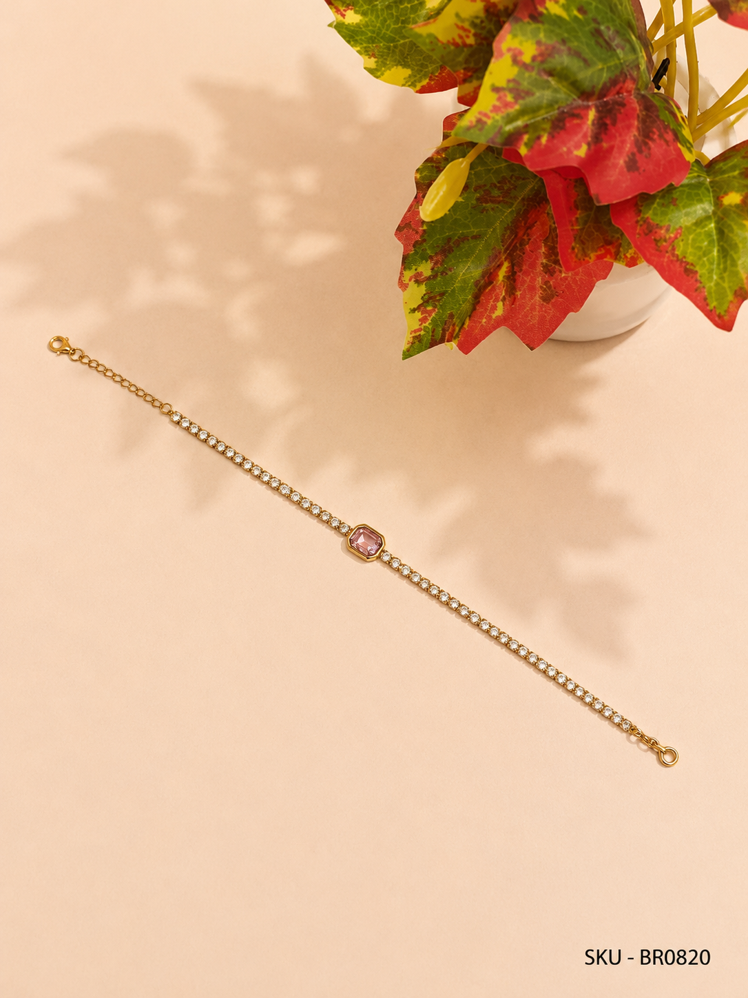 Pink Crystal Tennis Bracelet
