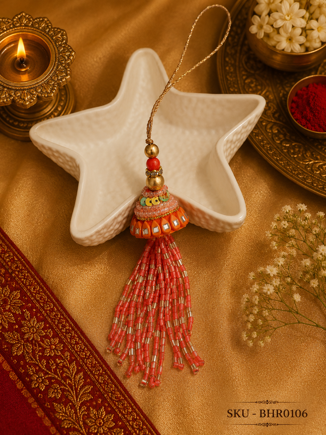 Coral Beaded Lumba Rakhi