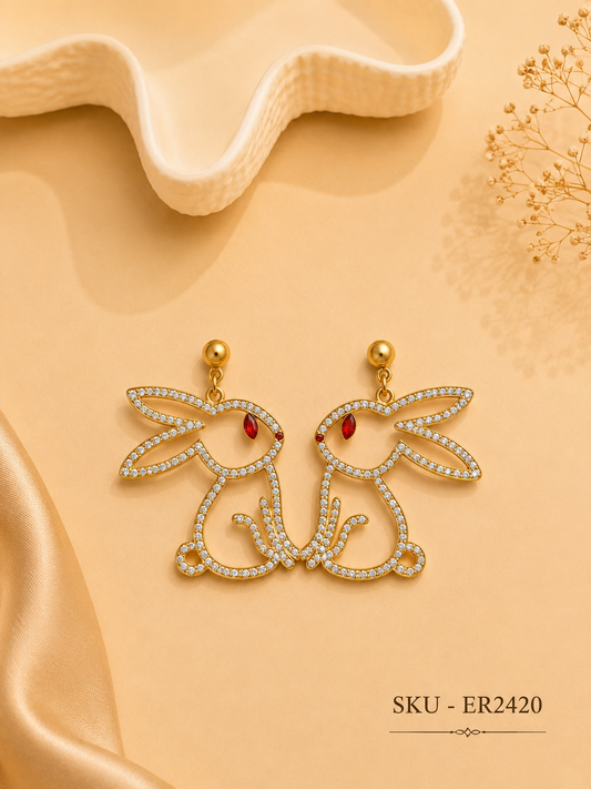 🐰 Sparkling Bunny Statement Earrings ✨