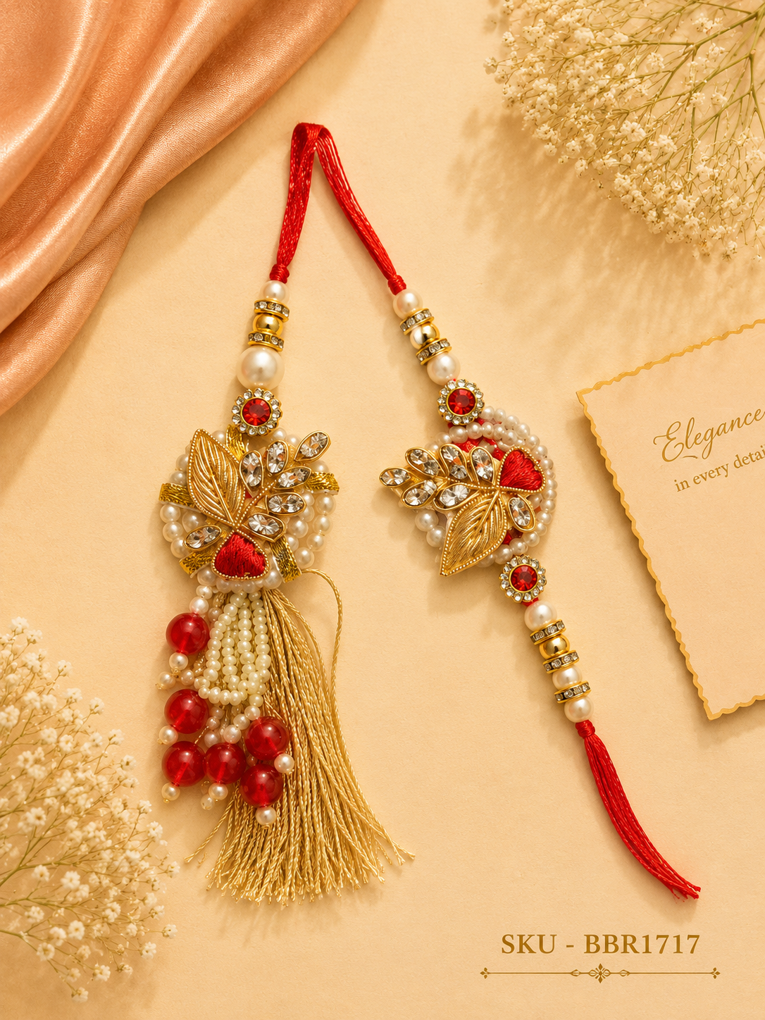 ✨ Royal Maroon Designer Bhai-Bhabhi Rakhi Set ✨