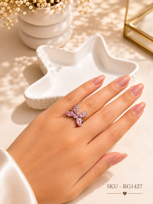 Blush Butterfly Crystal Ring