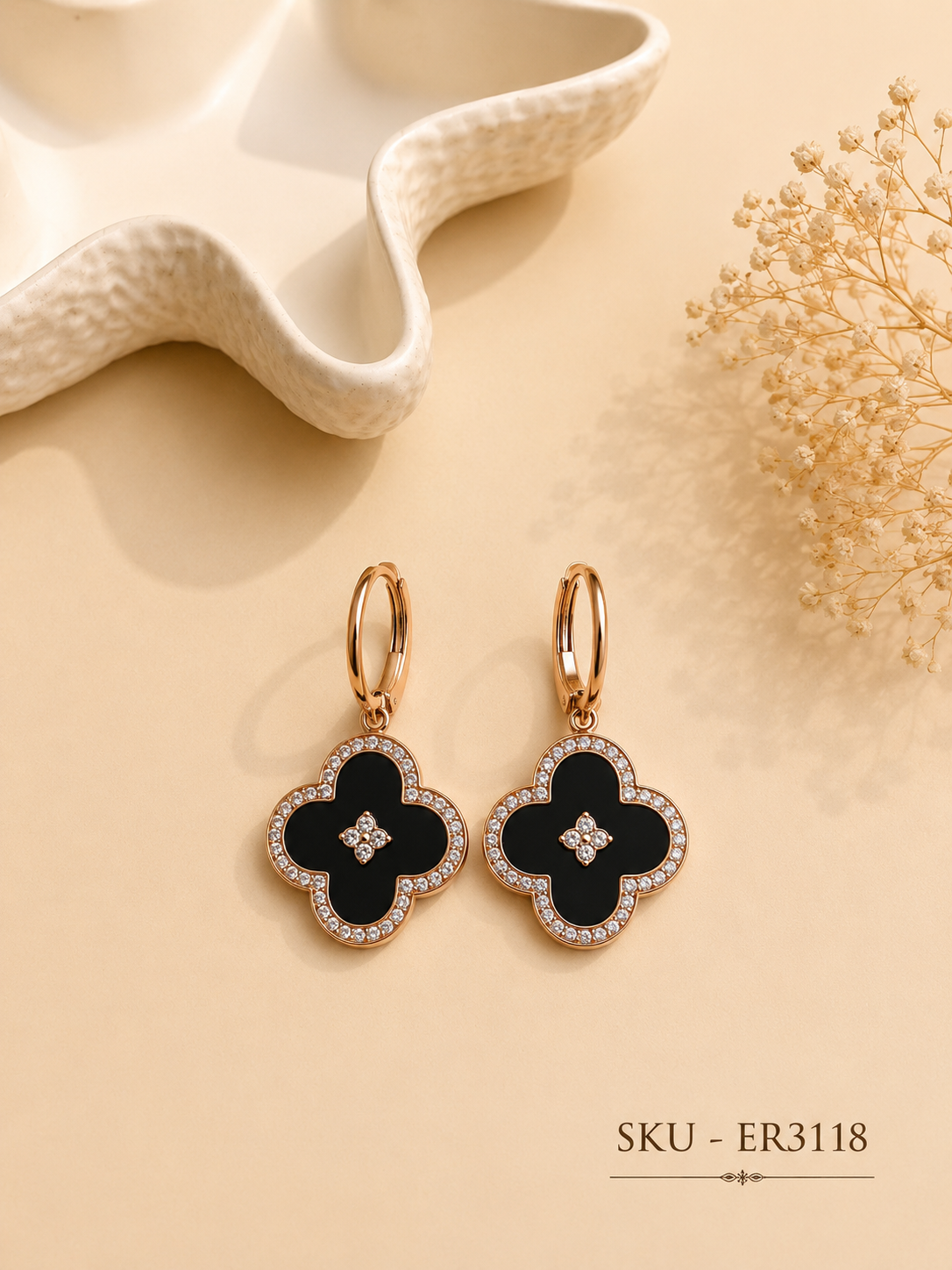 Black clover hoop earrings ✨