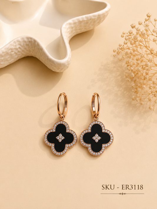 Black clover hoop earrings ✨