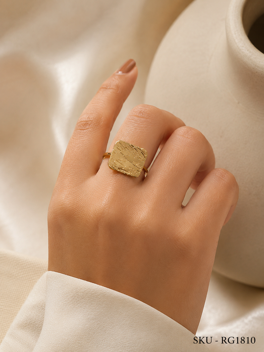 Textured Square Anti-Tarnish Ring