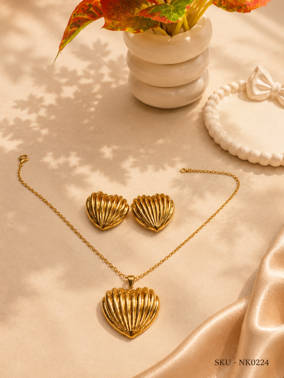 💛 Golden Heart Shell Anti-tarnish Necklace Set 💛