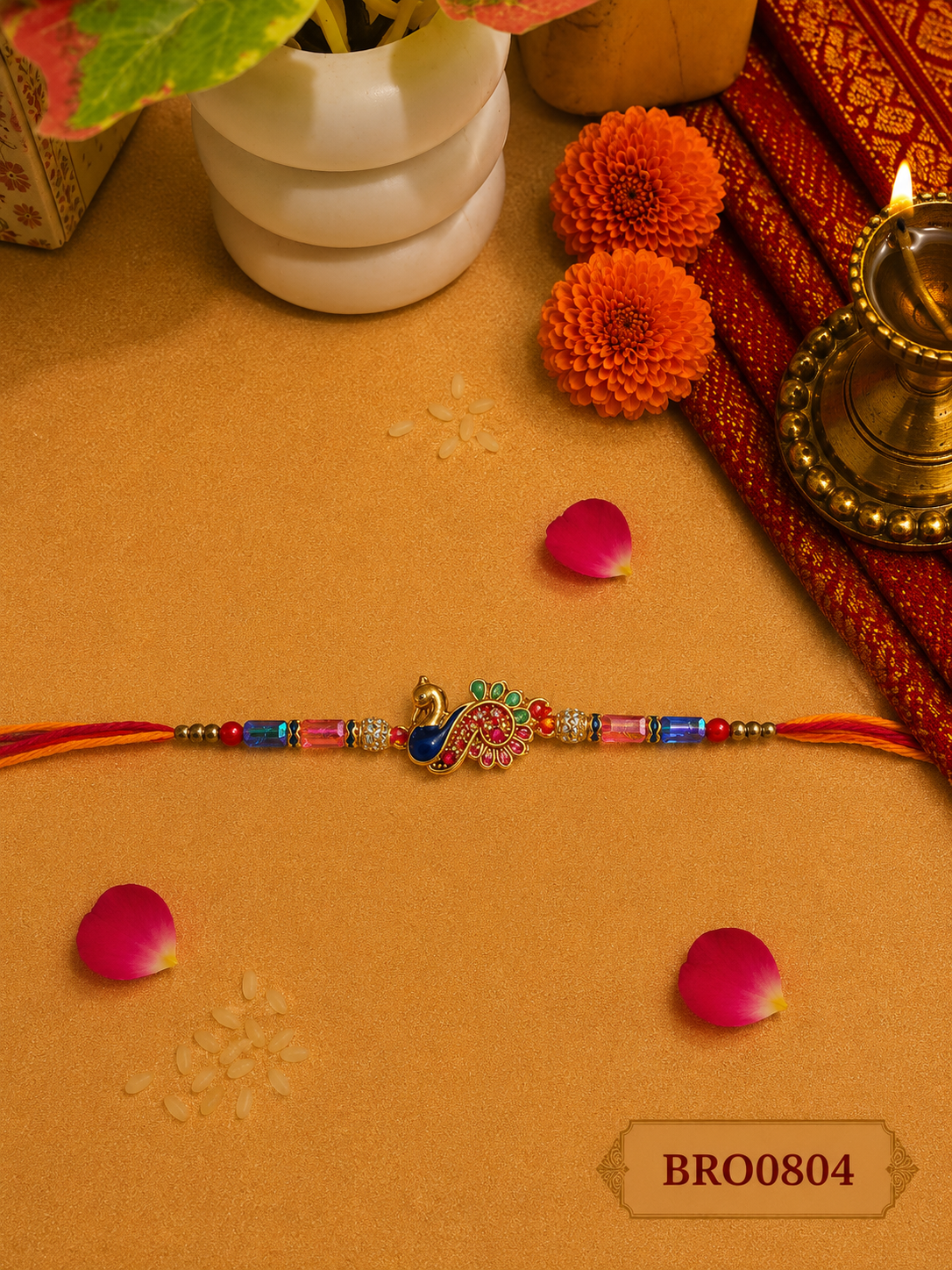 Multicolor Peacock Designer Rakhi