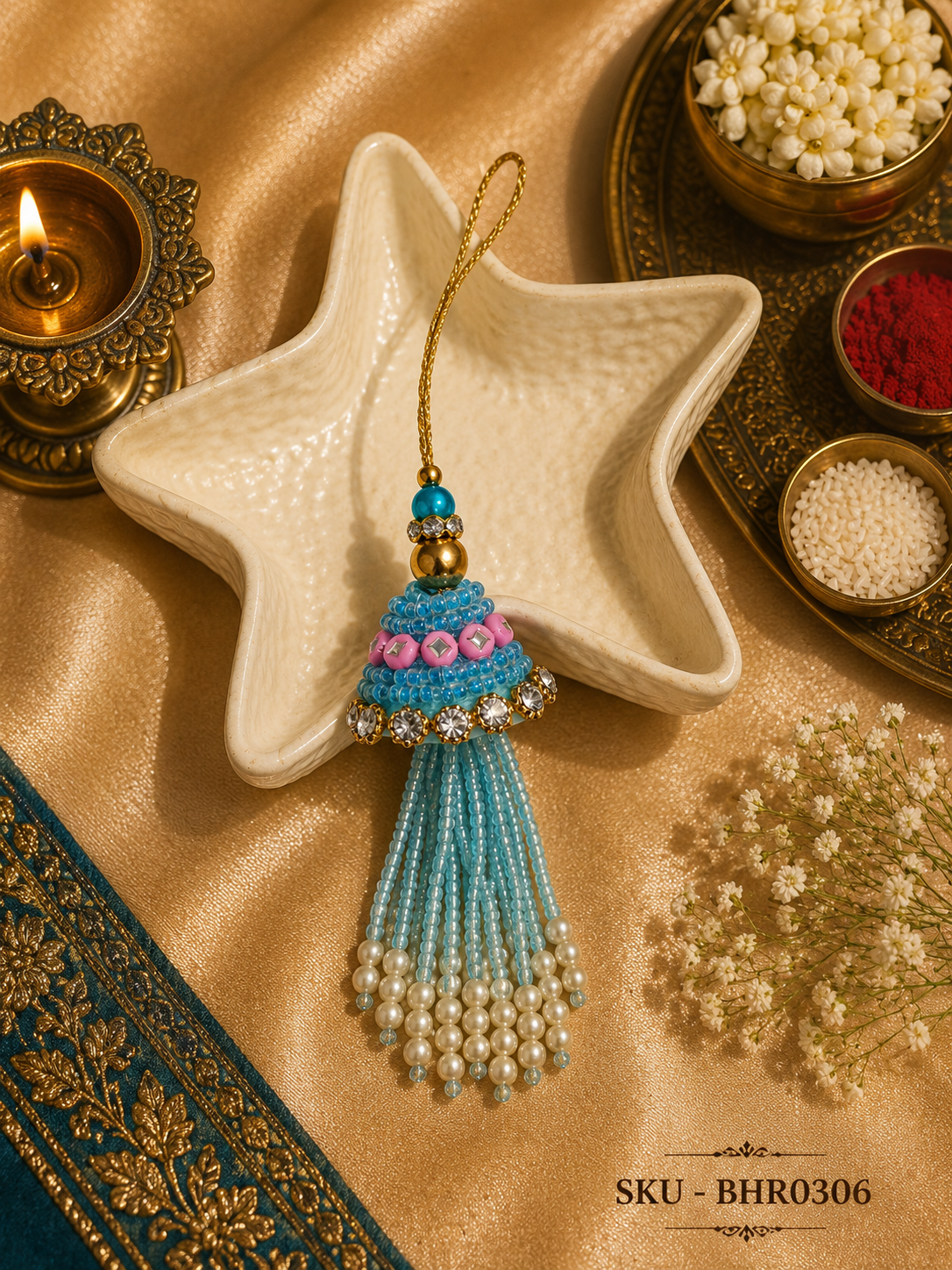 Aqua Pearl Lumba Rakhi