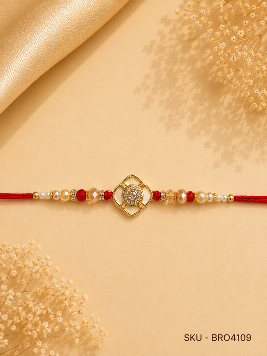 Elegant Floral Stone Rakhi