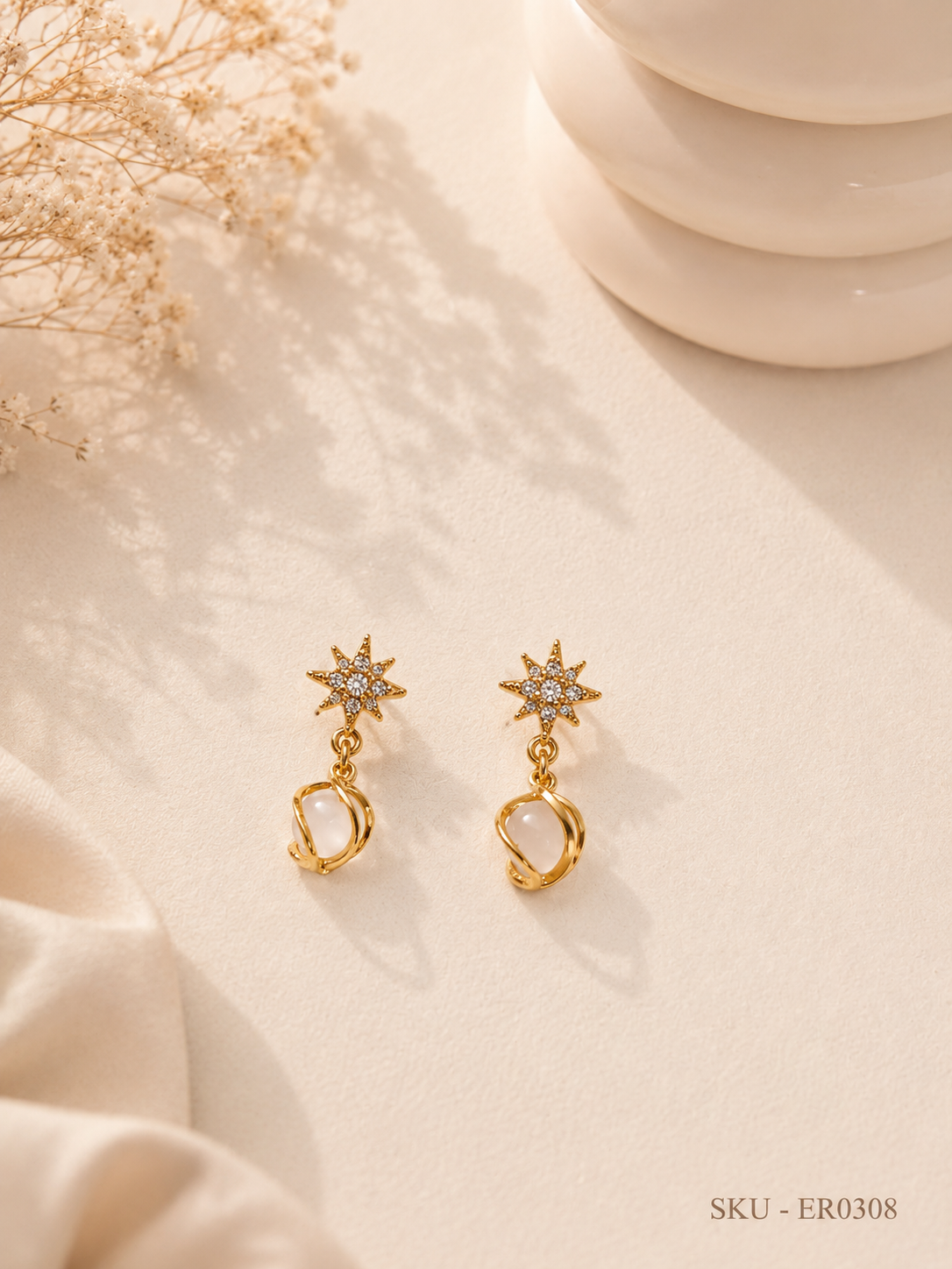 ✨ Golden Floral Statement Earrings ✨