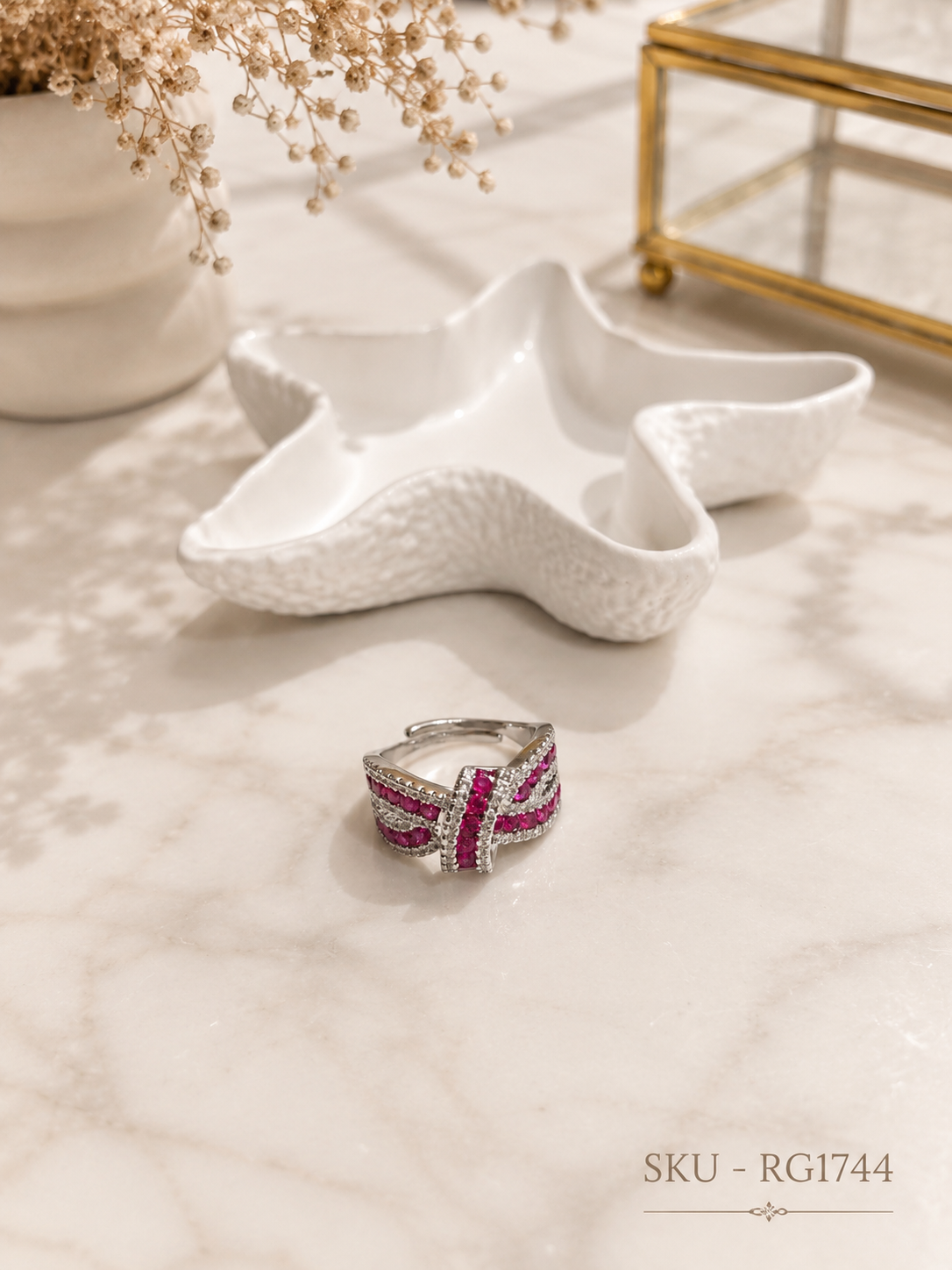 Ruby Bow Couture Ring