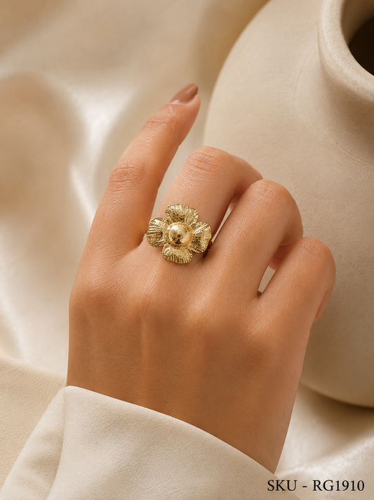 Golden Bloom Anti-Tarnish Ring